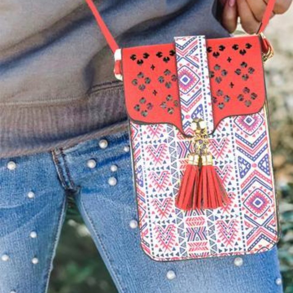 Red Touchscreen Cellphone Crossbody Bag